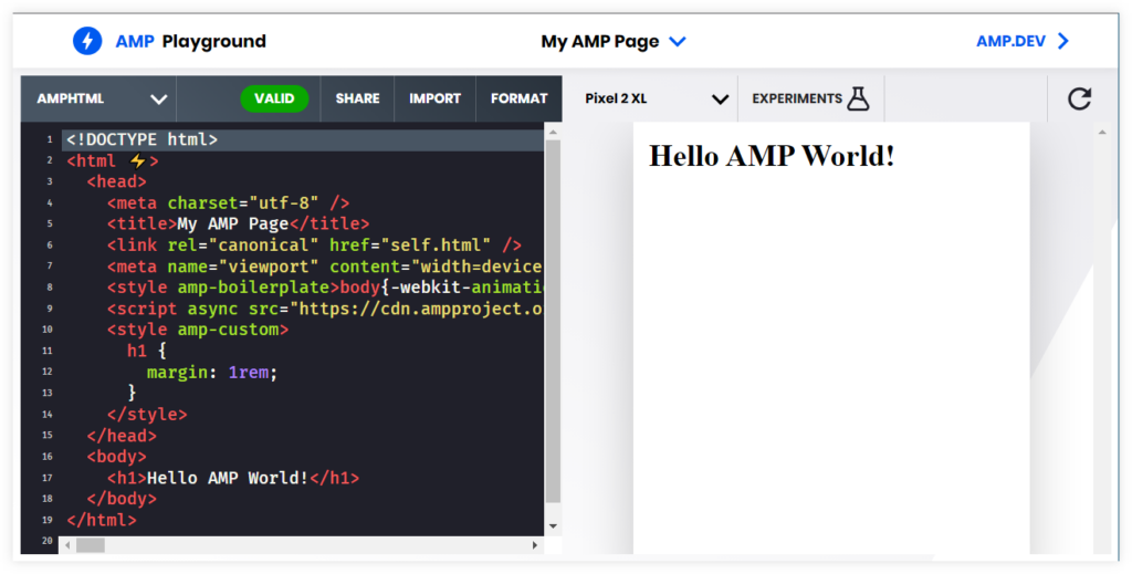 AMP Playground - example