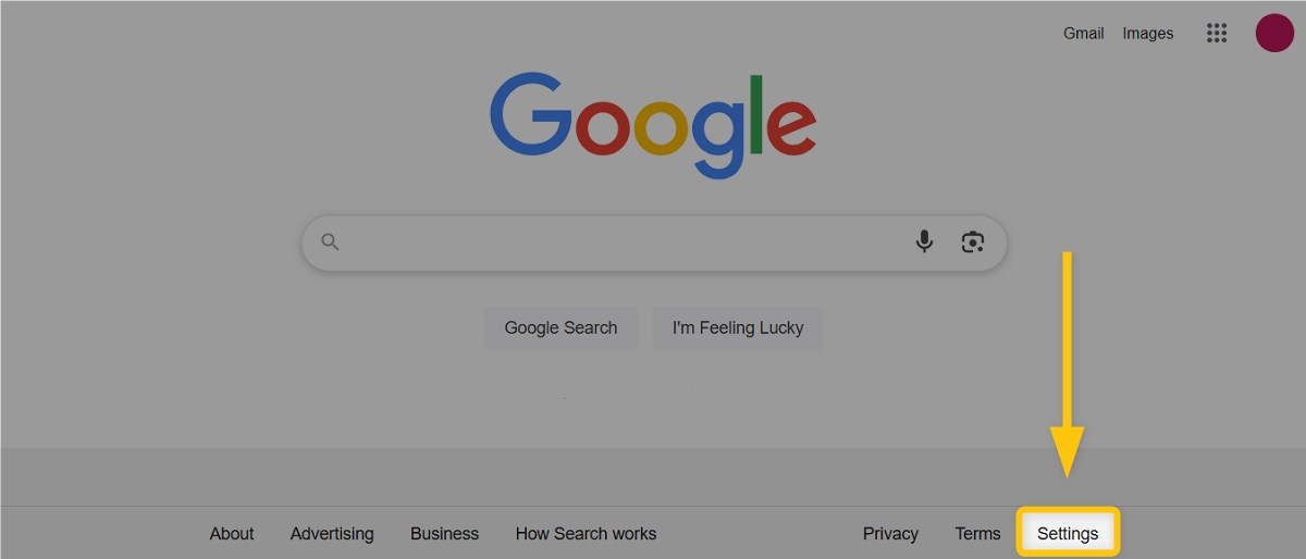 Step 1 - Go to Google Search and click on Settings at the bottom