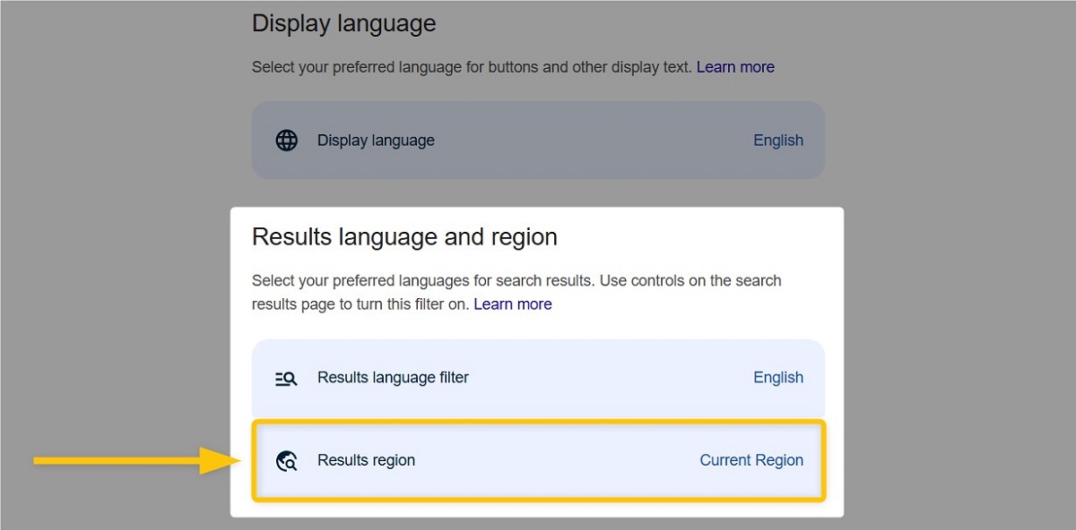 Step 4 - Scroll to the Results region tab