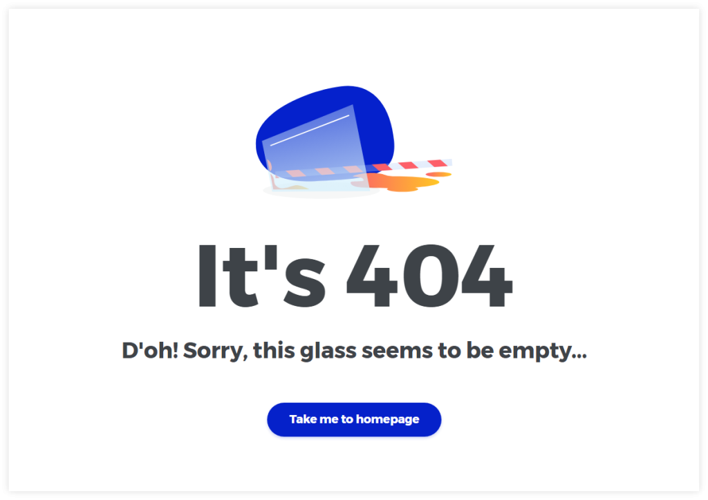 example of the 404 web page