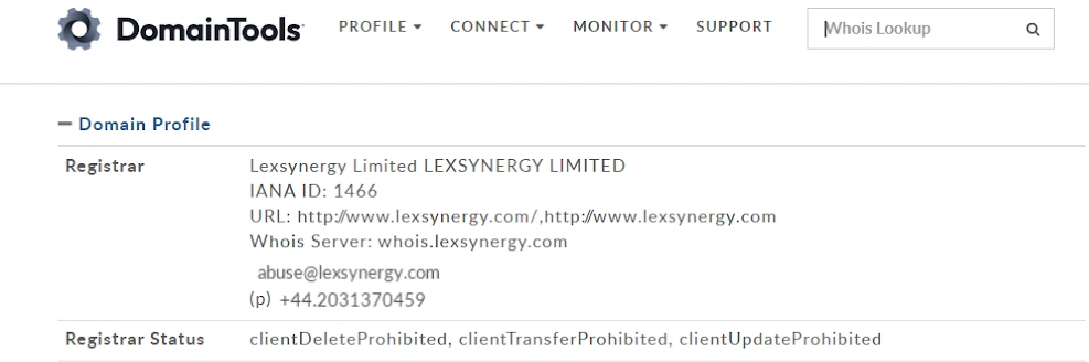 checking domain ownership and history via Domain Tools - example