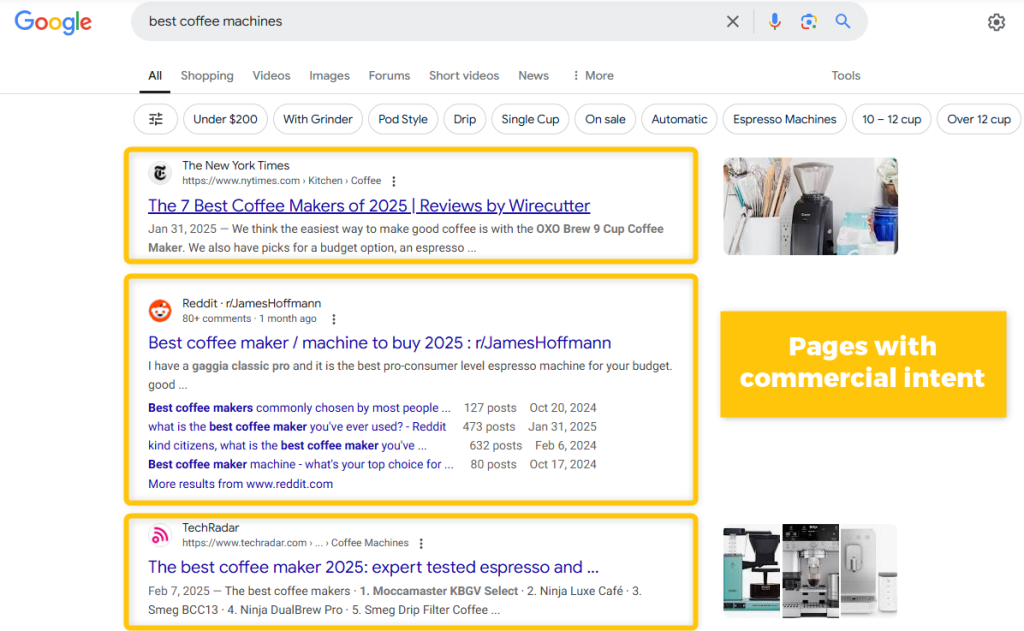 search intent example