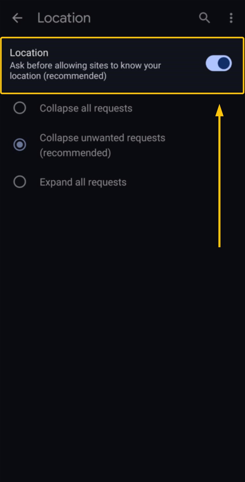 Step 4 - Toggle off location access